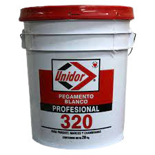 Pegamento blanco profesional UNIDOR 320 para duela-parquet (cubeta 20kg)
